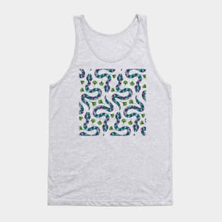 Geometric Snakes and Ginkgo Leaves Pattern Tank Top